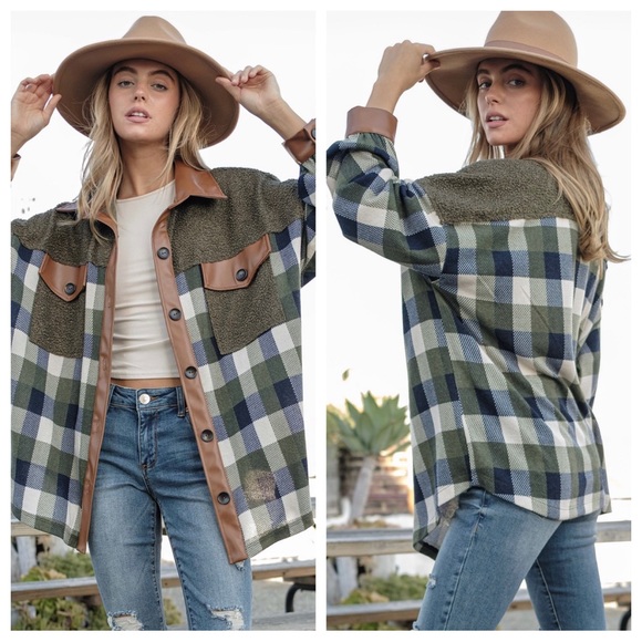 #12 Boho Fabulous Three Multi Fabric Color Blocked Shacket - Picture 3 of 4